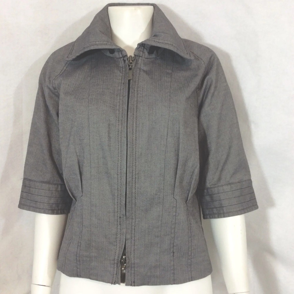 NWT Kenneth Cole NY Zip Shacket Blouse Jacket Gray Womens Top Size 6 MSRP $139